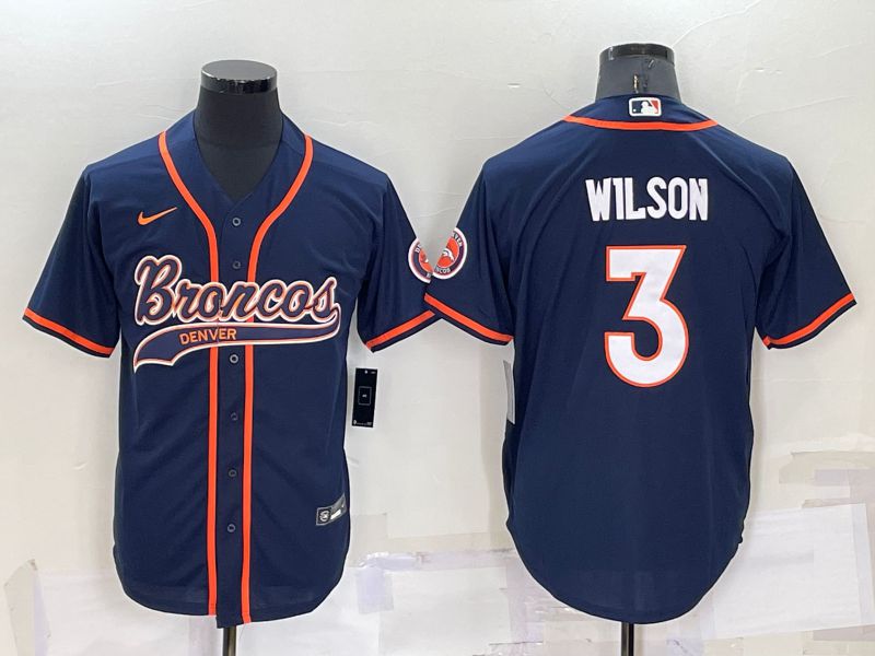 Men Denver Broncos #3 Wilson Blue 2022 Nike Co branded NFL Jersey